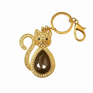 Monet Rhinestone Cat Keychain